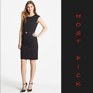 NIC+ZOE LBD Black‎ Shift Dress Belted Ponte Knit Sz M EUC 💥SALE💥